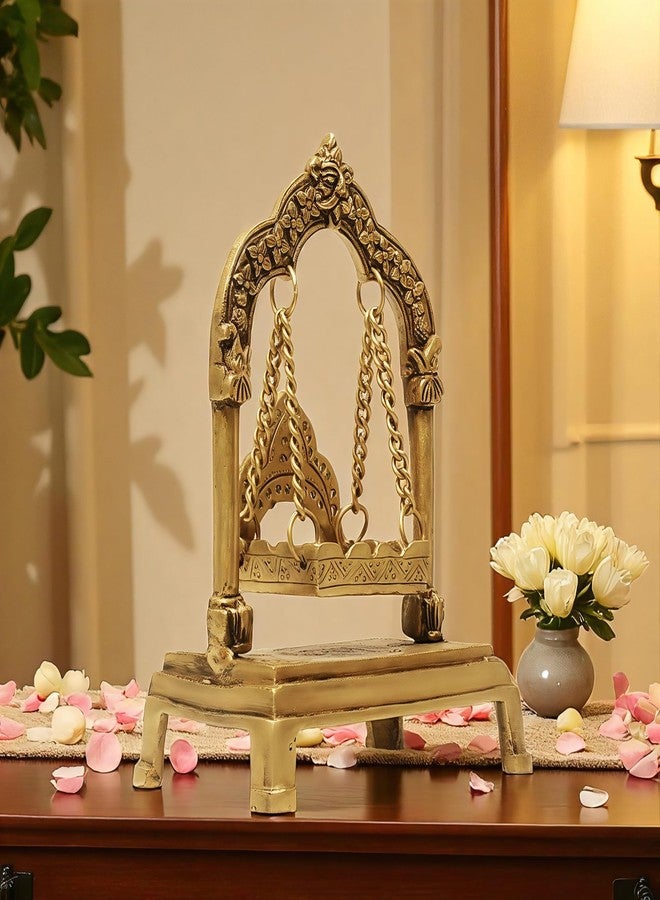 SHANTI Brass Swing Laddu Gopal Jhula، Krishna Hindola Palana، ديكور Laddu Gopal لمعبد بوجا، تماثيل العرض، هدية دينية ارتفاع المادة: - 8.27 بوصة - Image 2